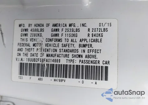 2015 Acura Tlx V6 Tech from USA, damaged, VIN 19UUB2F59FA014669